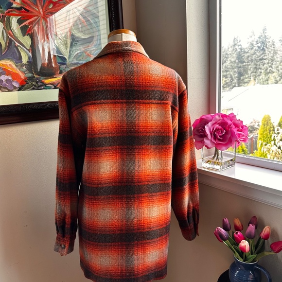 Orange Plaid 3/4 Length Jacket Wool & Mohair. Great Fall Colors c90s by Kasper - Picture 3 of 16